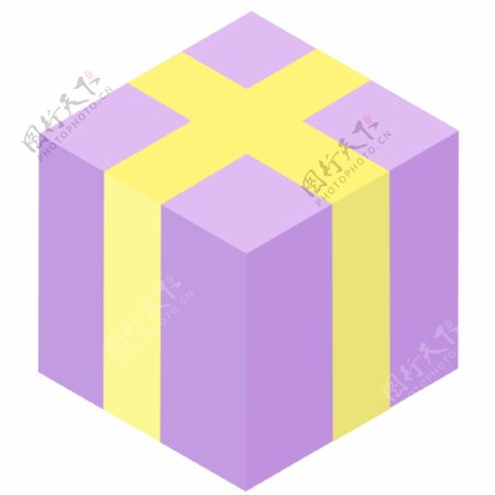 紫色的卡通礼物箱子