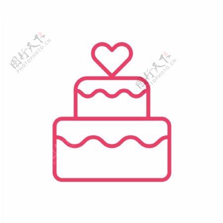 玫红色线性爱心蛋糕情人节图标