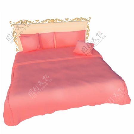 立体粉色复古式床