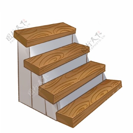 木纹的建筑楼梯插画