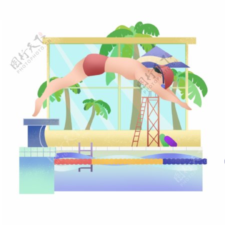 游泳运动健身插画