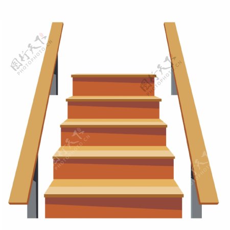 木质楼梯卡通插画