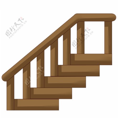 木质卡通楼梯插画