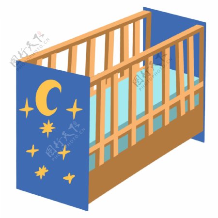 木质安全婴儿床插画