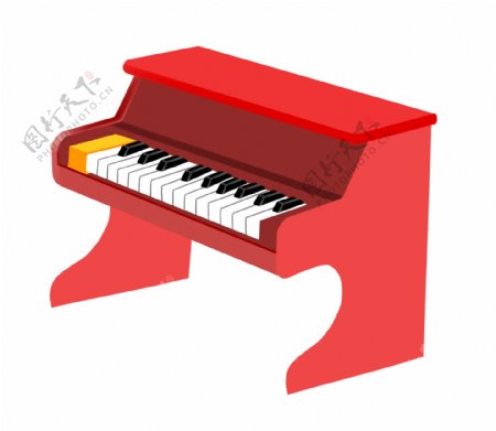 红色的钢琴装饰插画