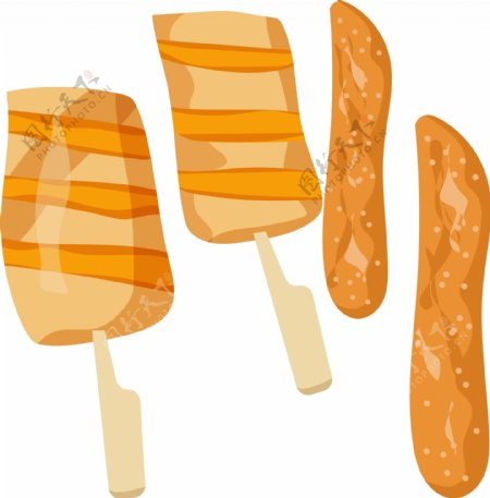 黄色的烤肠装饰插画