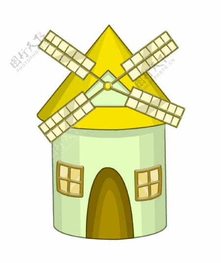 黄色的风车装饰插画