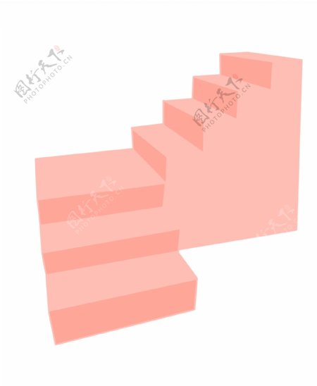 粉色的楼梯装饰插画