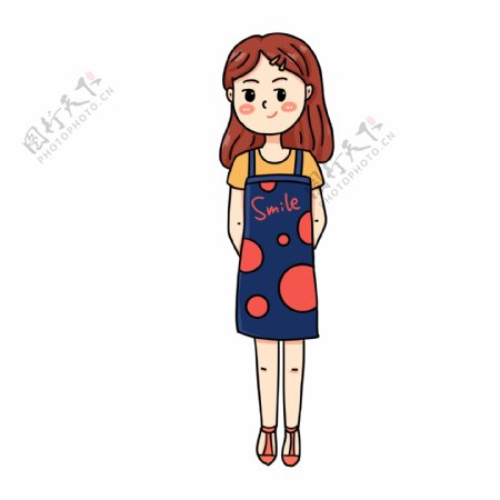 Q萌可爱一个穿背带裙的少女漫画设计