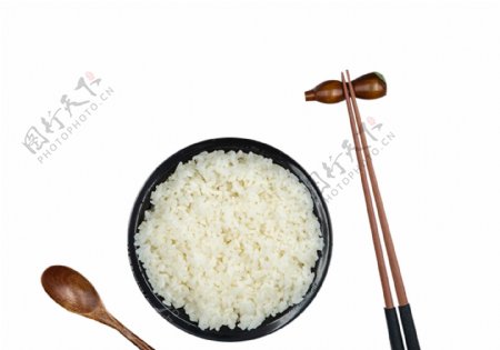 白米饭和筷子勺子