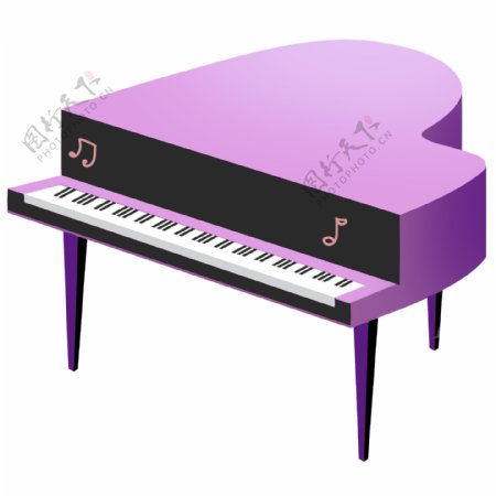 卡通紫色钢琴