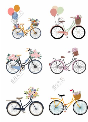 文艺手绘自行车设计素材