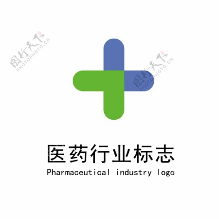 简约蓝绿色医药logo