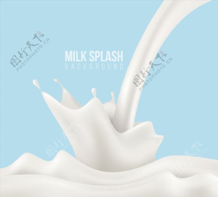 白色健康飞溅牛奶