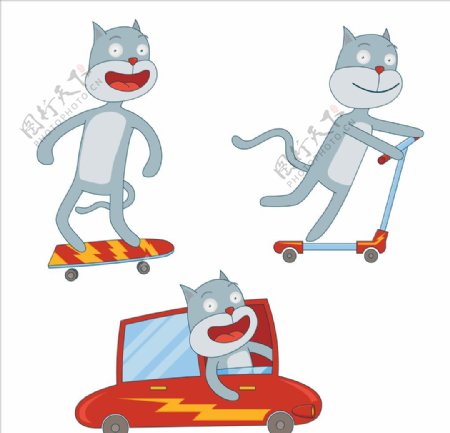 玩滑板的猫