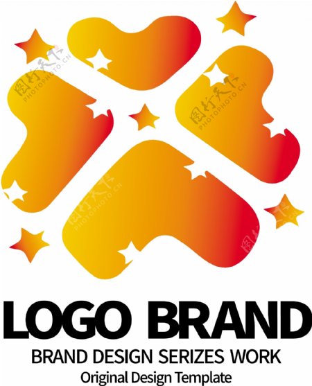 创意红黄爱心T字母公司LOGO标志设计