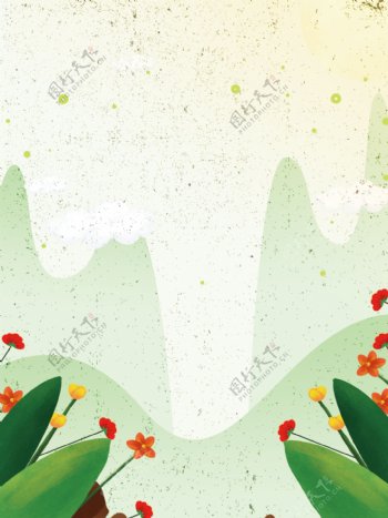 彩绘清新夏季植物背景设计