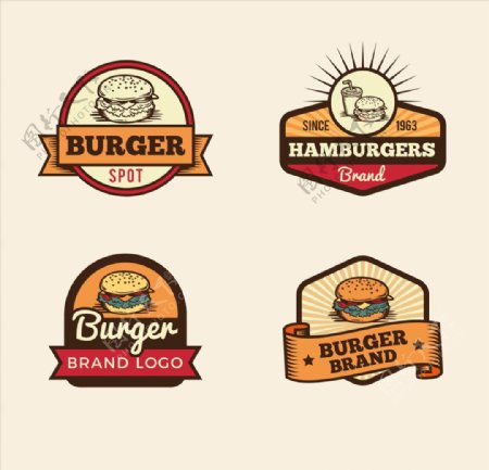 复古汉堡餐饮标签设计