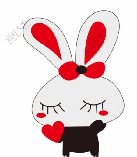 卡通兔爱心兔黑兔兔子简