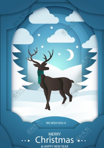 麋鹿圣诞海报