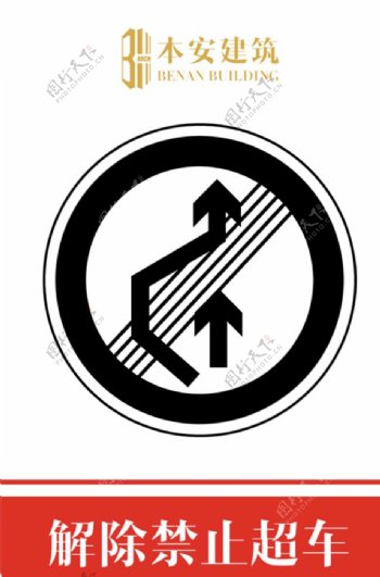 解除禁止超车交通安全文明标识