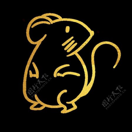 金色老鼠可爱剪纸