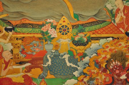 唐卡西藏庙宇庙里装饰