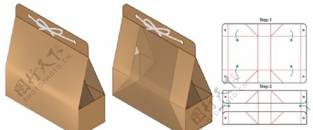 手提包装盒刀模图