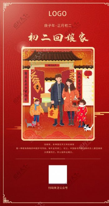 春节初二习俗海报