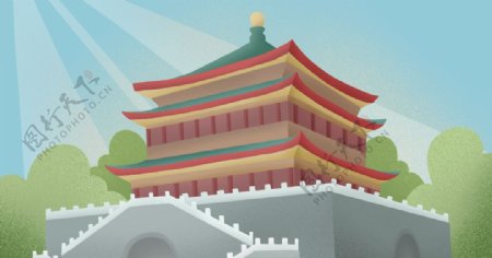 中国风建筑插画
