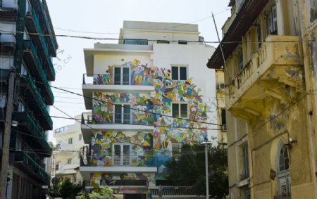 城市建筑涂鸦风景房屋