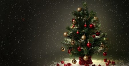黑色圣诞树彩球意境背景