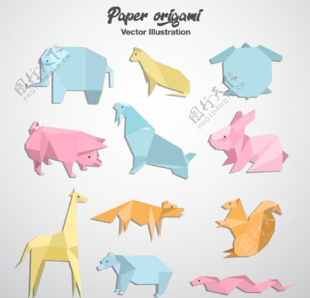 彩色动物折纸