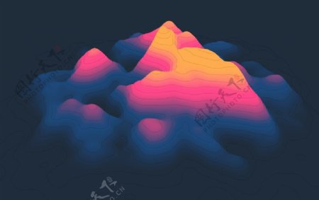 炫彩抽象山脉图案