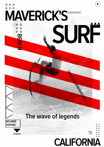 冲浪摄影剪切潮流艺术海报
