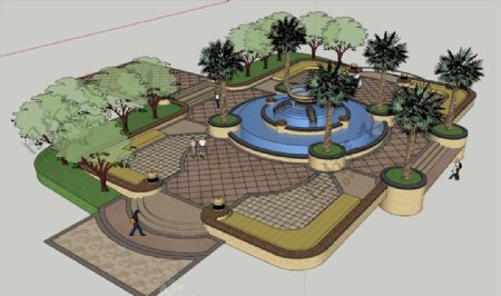 简单喷泉街心公园节点景观设计效