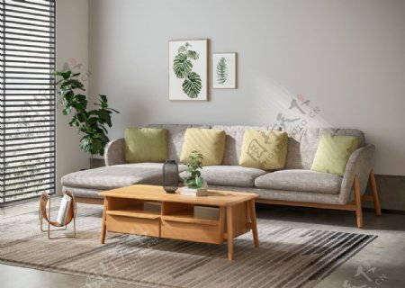 日式原木沙发