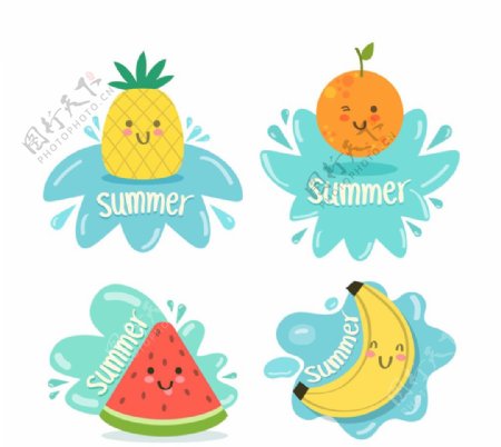 可爱夏季水果标签