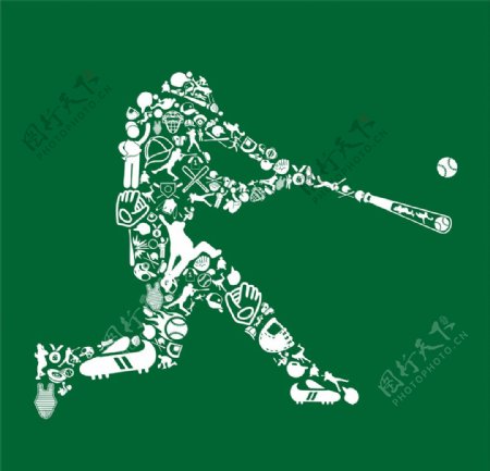 创意图标棒球运动员矢量插画