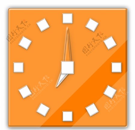 橙色塑料简约方形刻度时钟