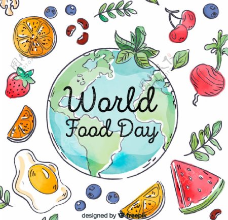 彩绘地球世界粮食日