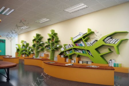 阅读室3D效果图