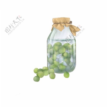 植物果实罐头绿色清新点缀素材