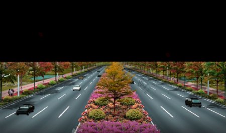 道路绿化景观效果图