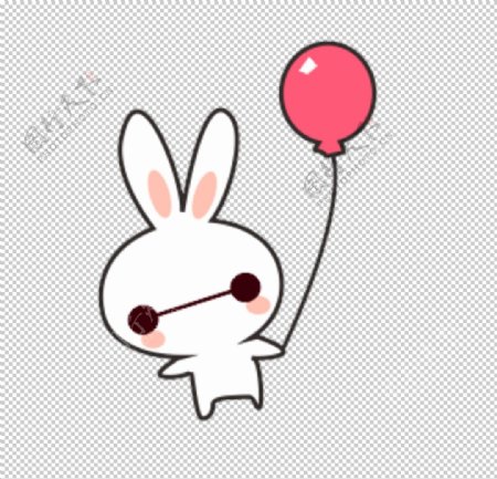 卡通兔子放气球表情