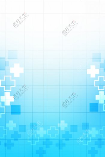 蓝色方块十字架医药医学科技背景