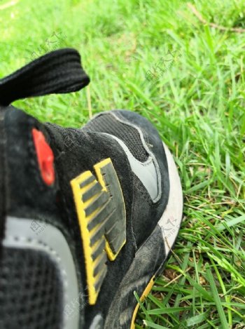 草地上的运动鞋