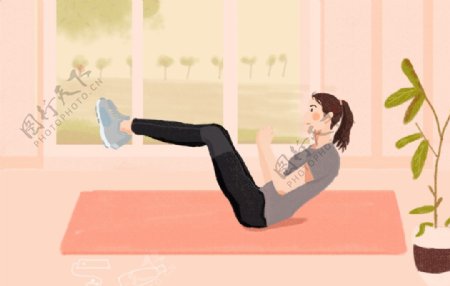 运动健身减肥女性人物插画素材