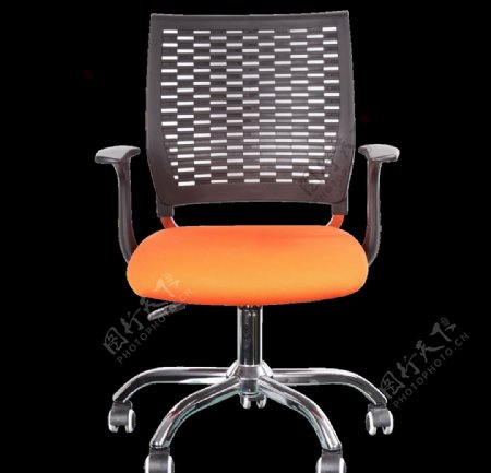 橙色时尚靠背办公椅正面