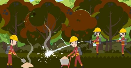 消防员森林灭火